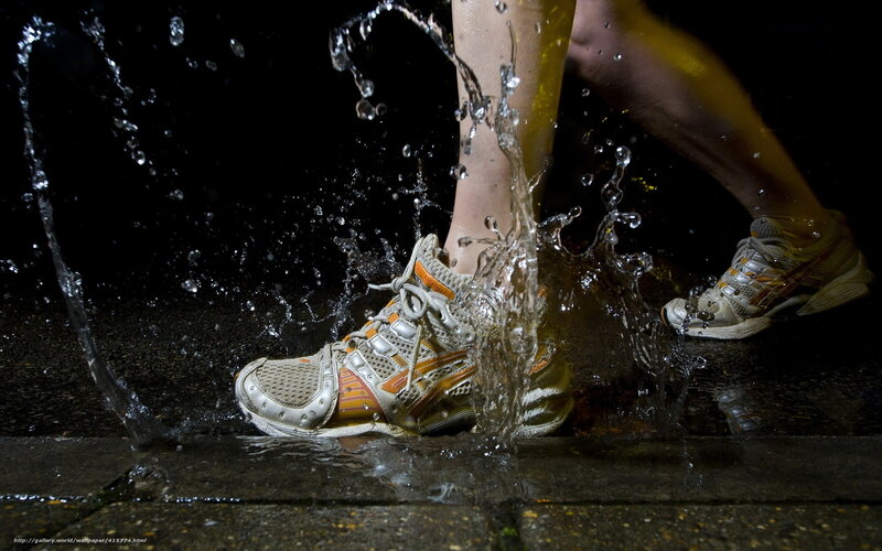 running through a puddle
