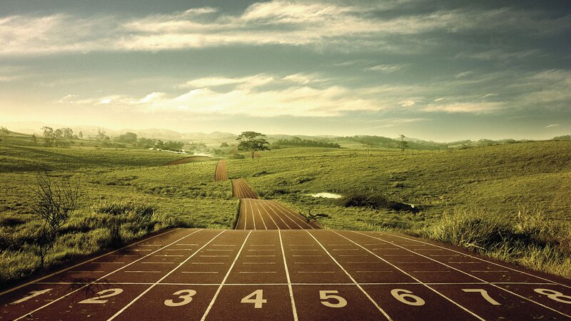 Running Track in Field — Morning