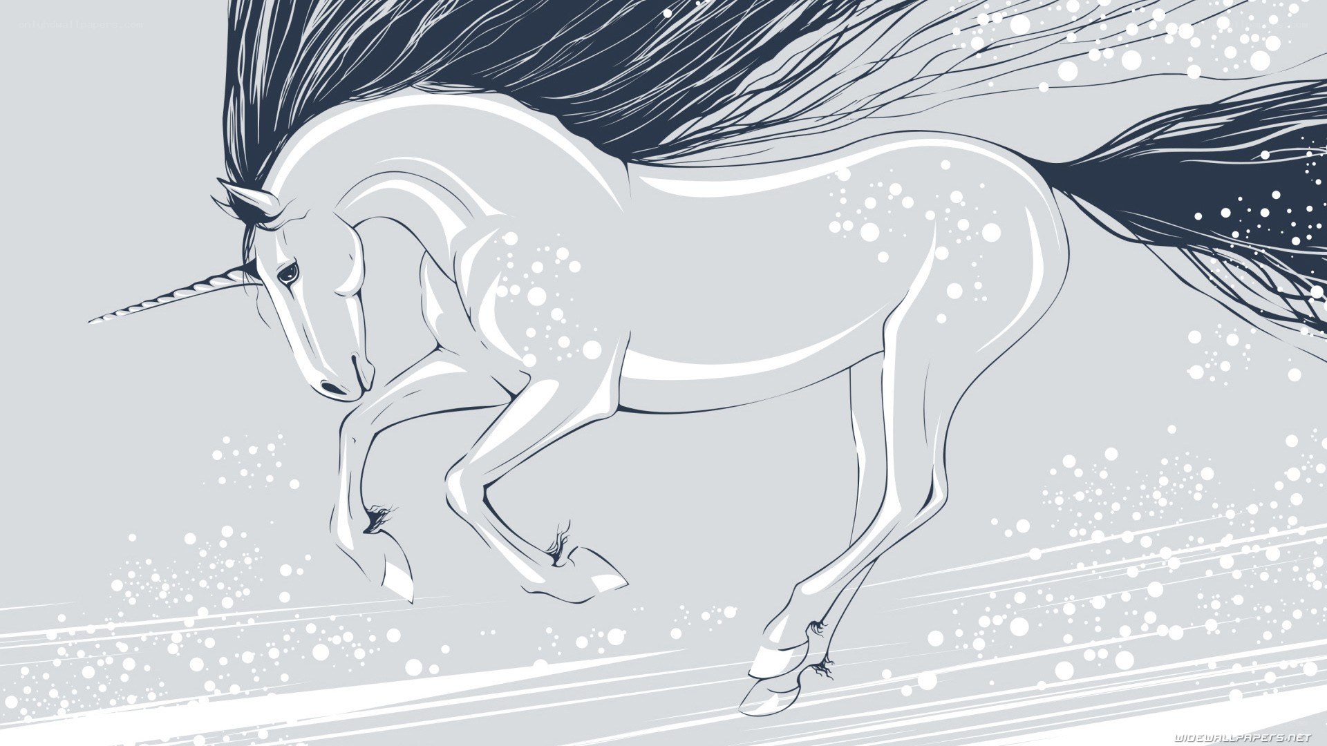 running unicorn in snow