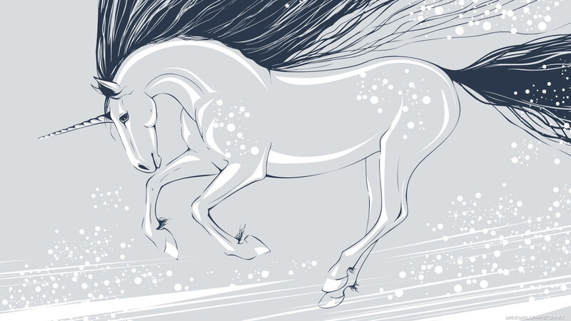 running unicorn in snow