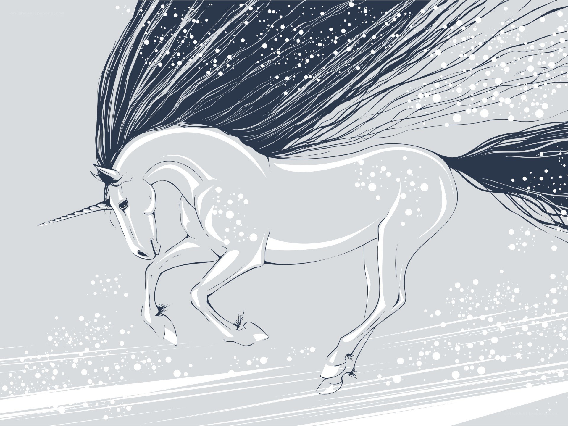 running unicorn with flowing mane