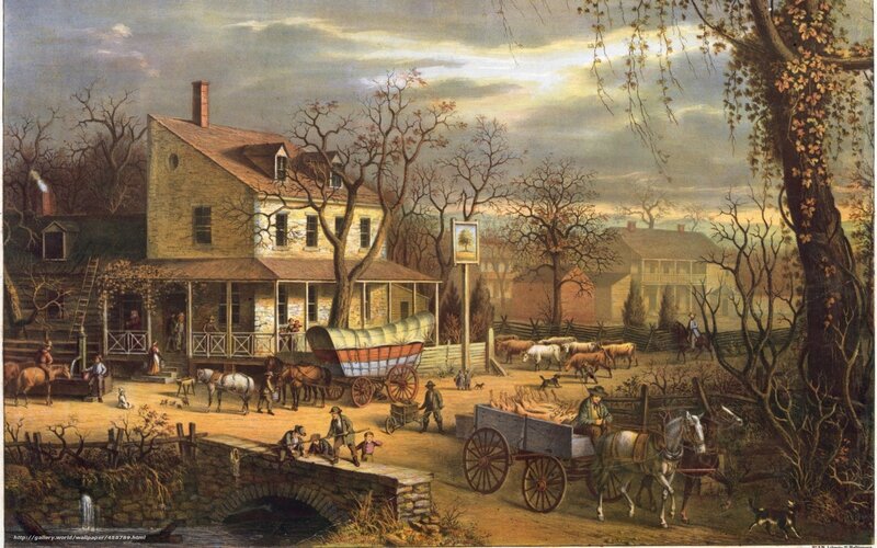 Rural American Scene with Farmhouse