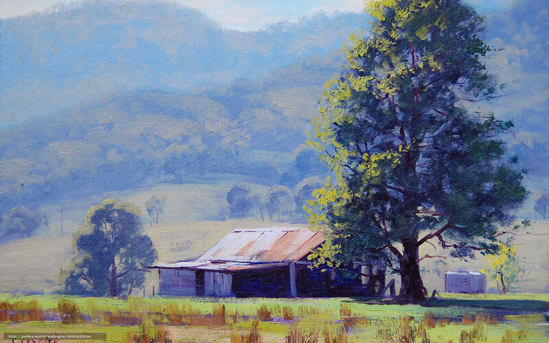 Rural barn under a large tree