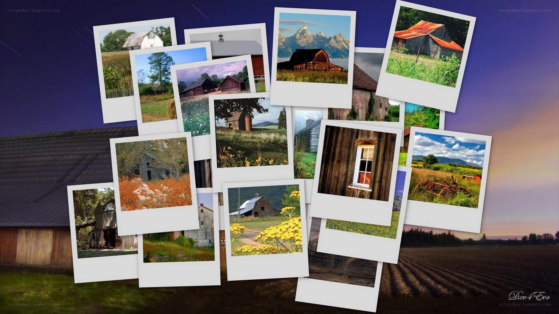 Rural barns collage