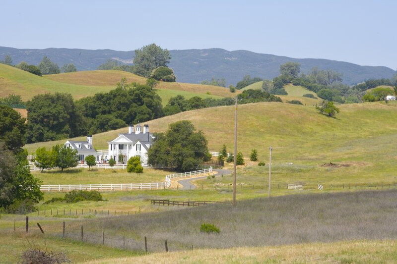 Rural estate on rolling hills