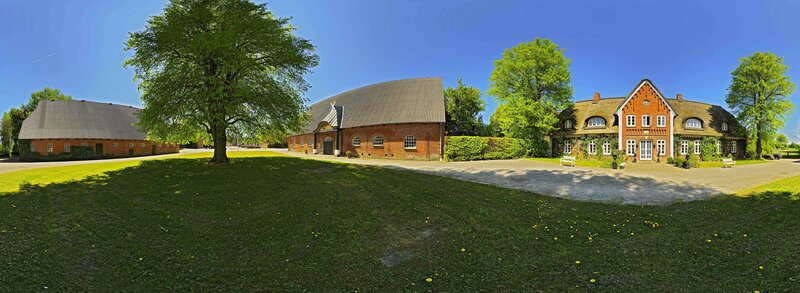 Rural farm buildings on a sunny day