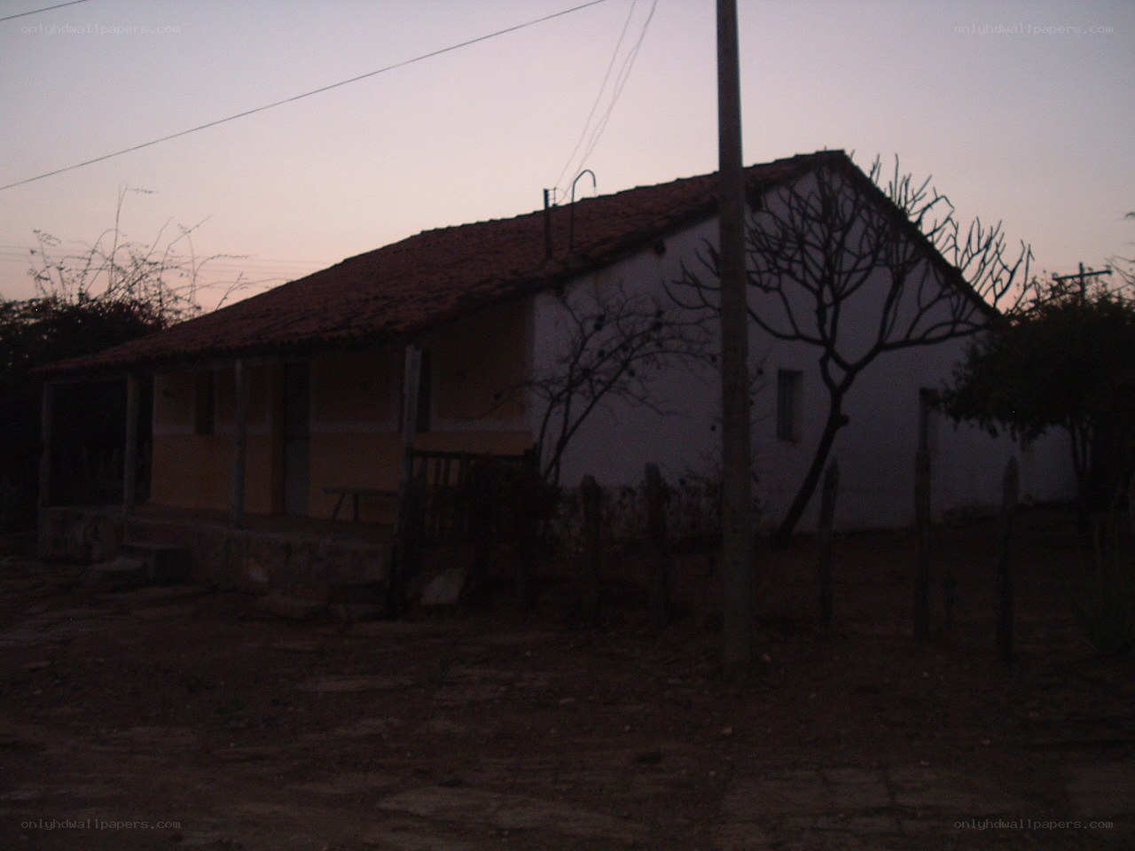 Rural house at dusk