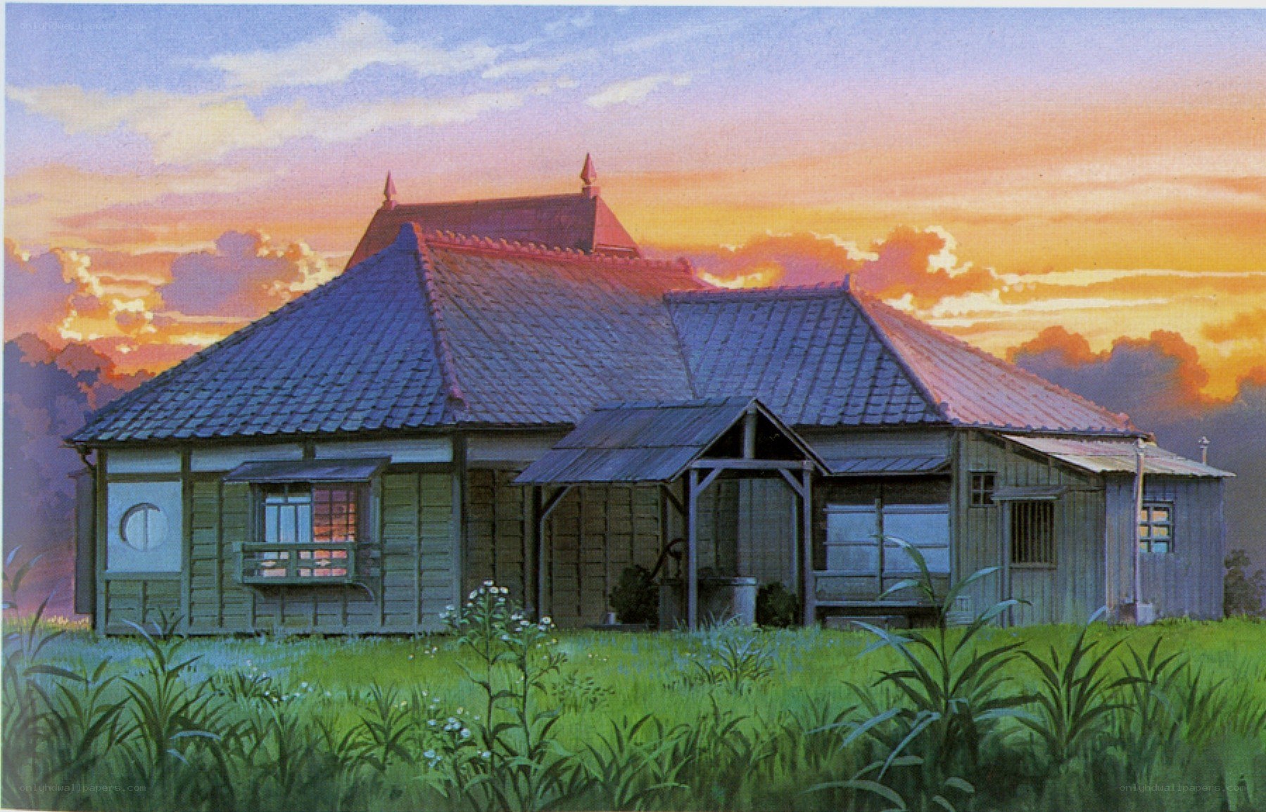 Rural house at sunset