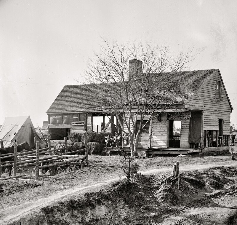 Rural house with tent nearby