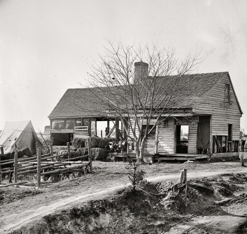 Rural house with tents