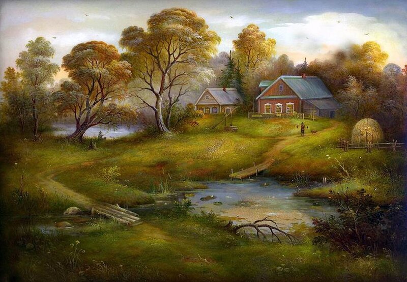 Rural Houses by River