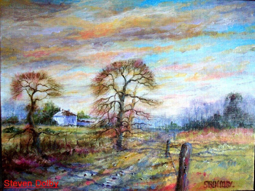 Rural landscape at dusk