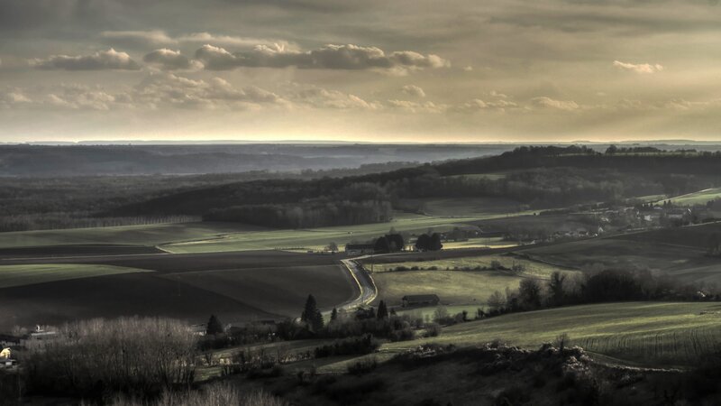 Rural Landscape at Dusk — Green, Serene