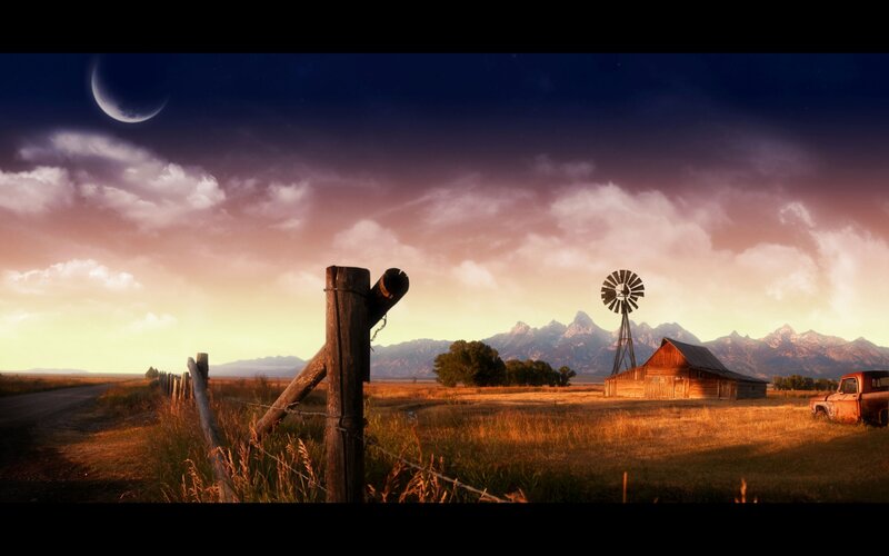 Rural Landscape at Dusk — Orange, Serene