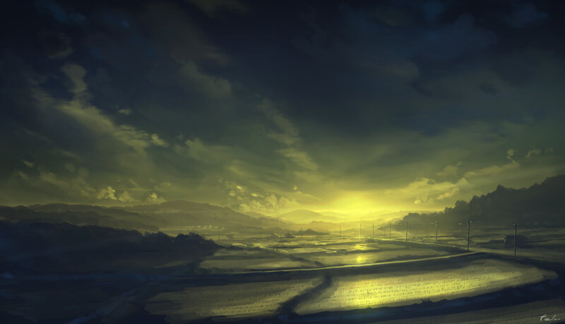 Rural Landscape at Dusk — Yellow
