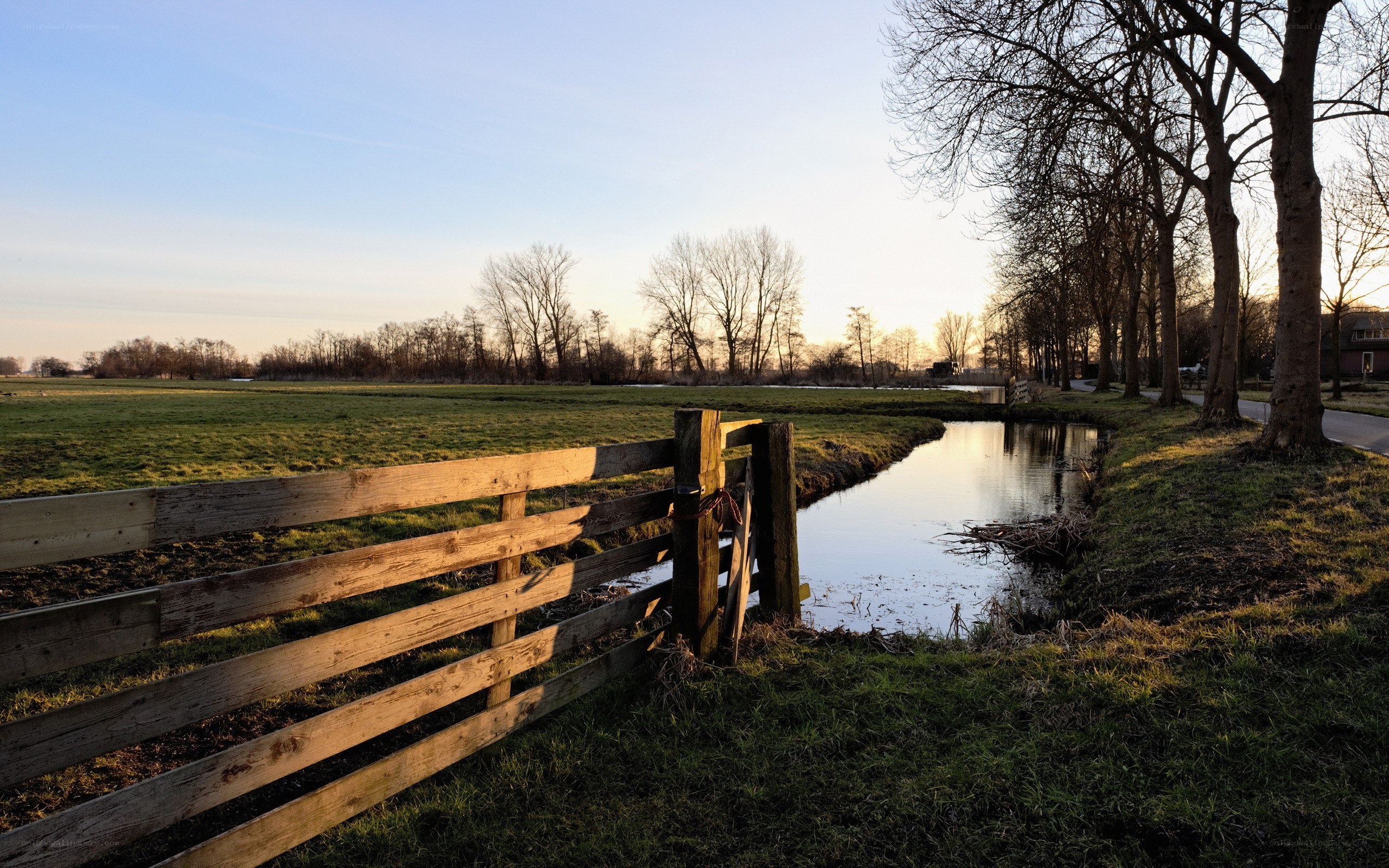 Rural landscape at sunset