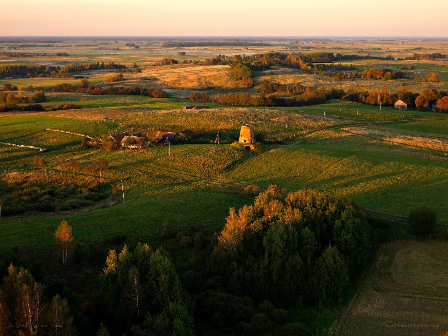 Rural landscape at sunset