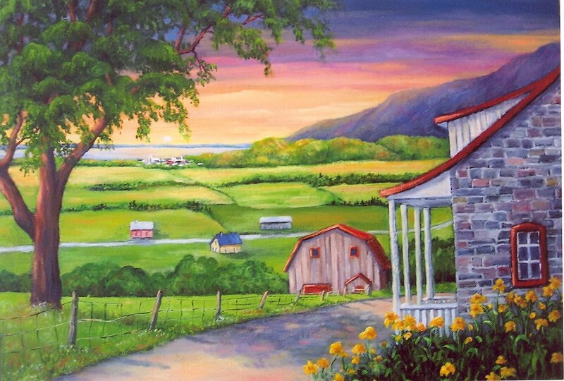 Rural landscape at sunset