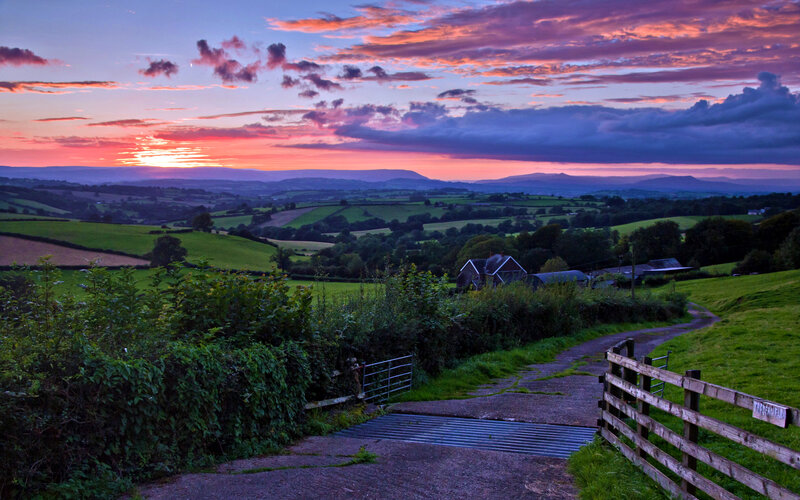 Rural Landscape at Sunset — Purple