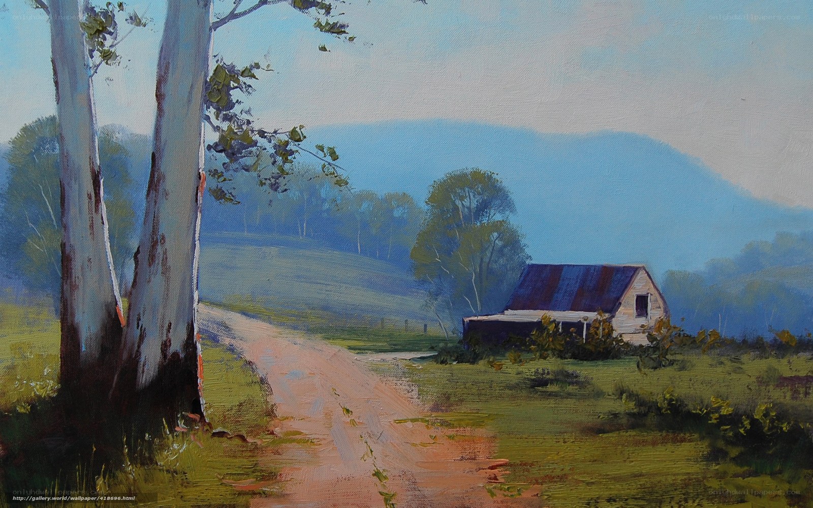 Rural landscape with barn