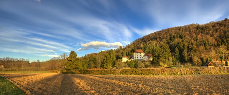 Rural landscape with castle