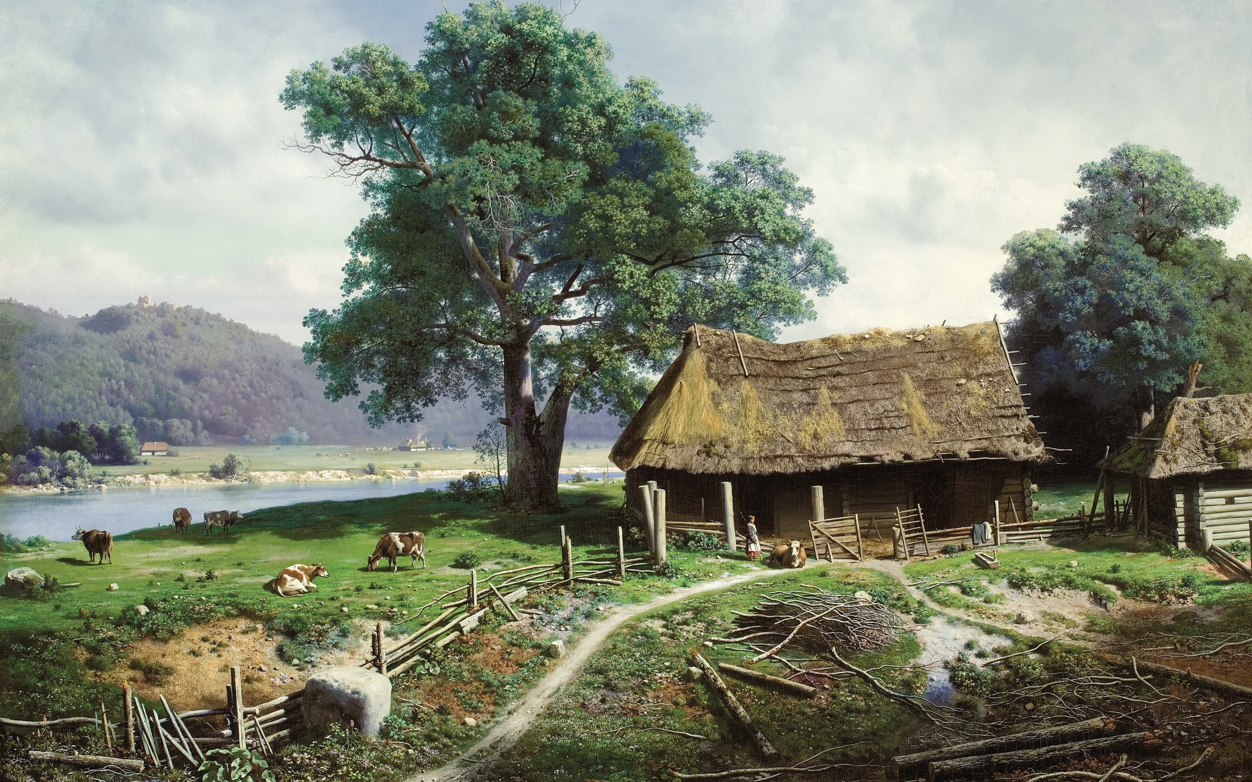 Rural landscape with cottage