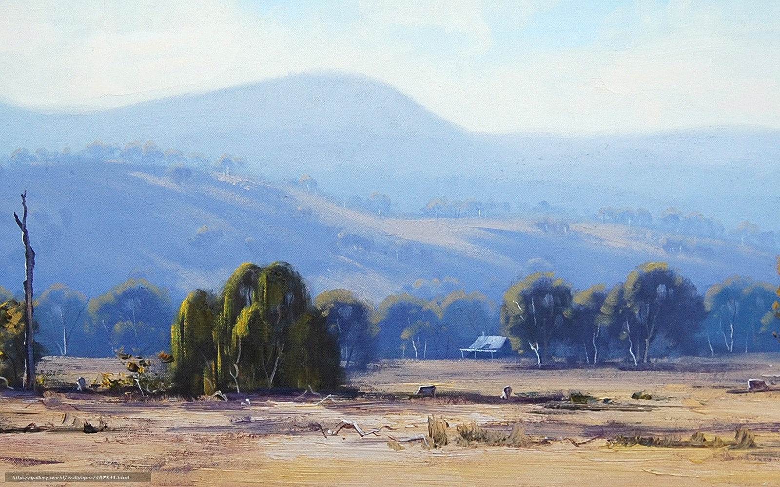 Rural landscape with distant hills