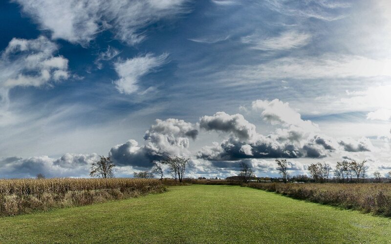 Rural landscape with dramatic sky