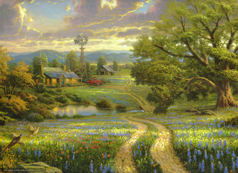 Rural landscape with farmhouse