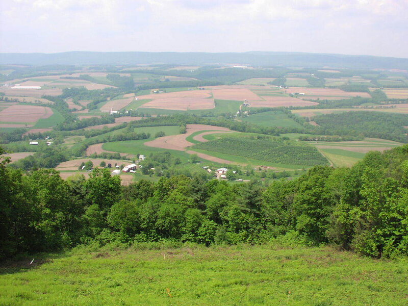 rural landscape with farms and fields