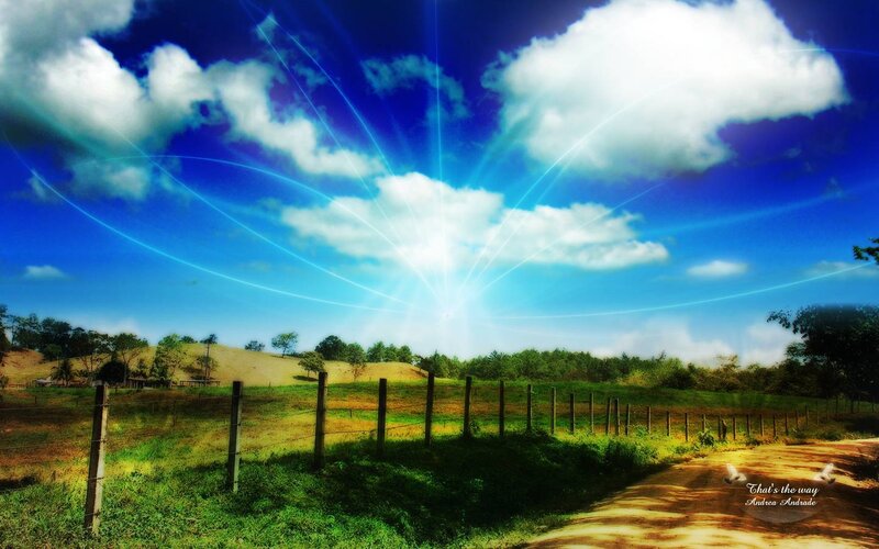 Rural Landscape with Fence — Blue
