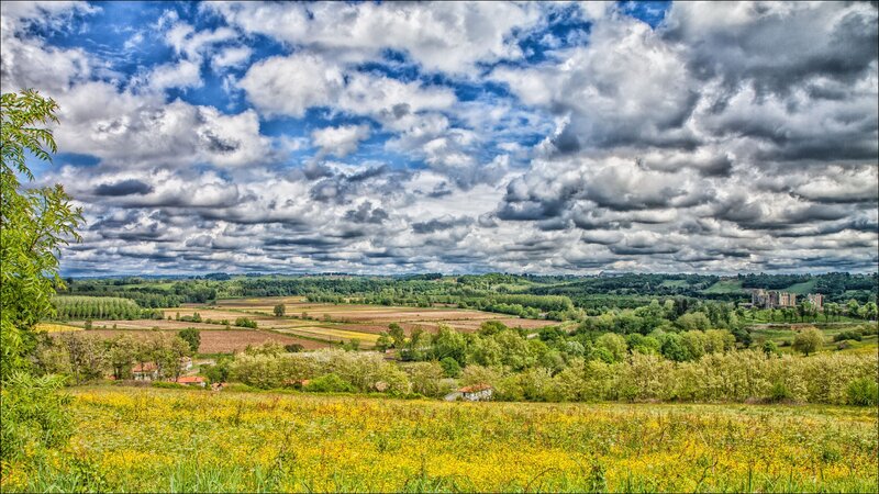 Rural Landscape with Fields — Blue, Dramatic