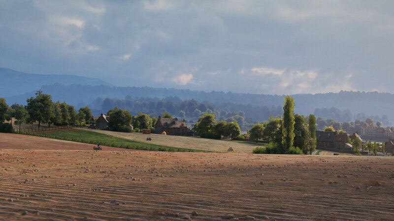 Rural Landscape with Fields — Brown, Serene