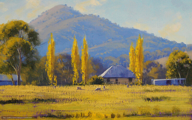 Rural landscape with mountain