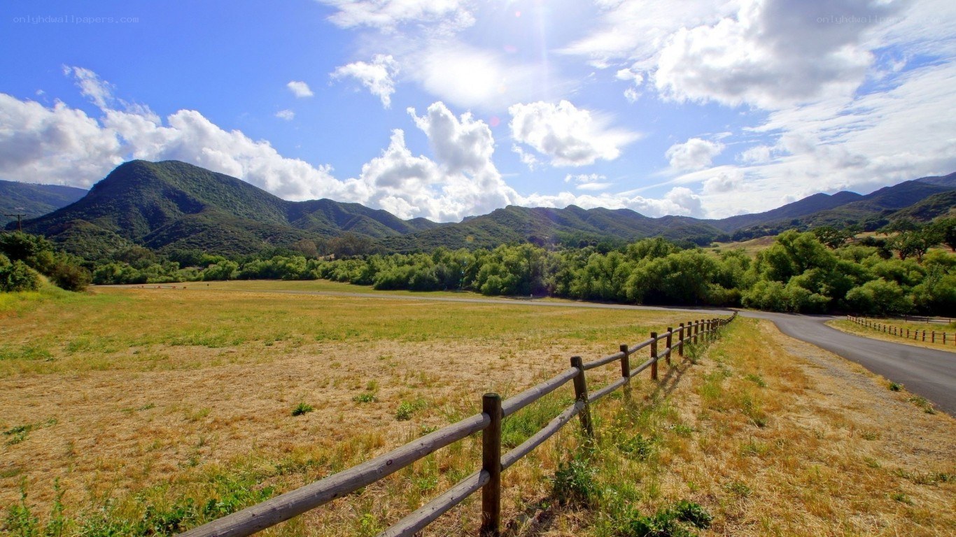 Rural landscape with mountains