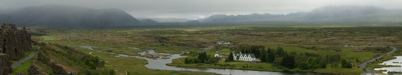 rural landscape with river and mountains