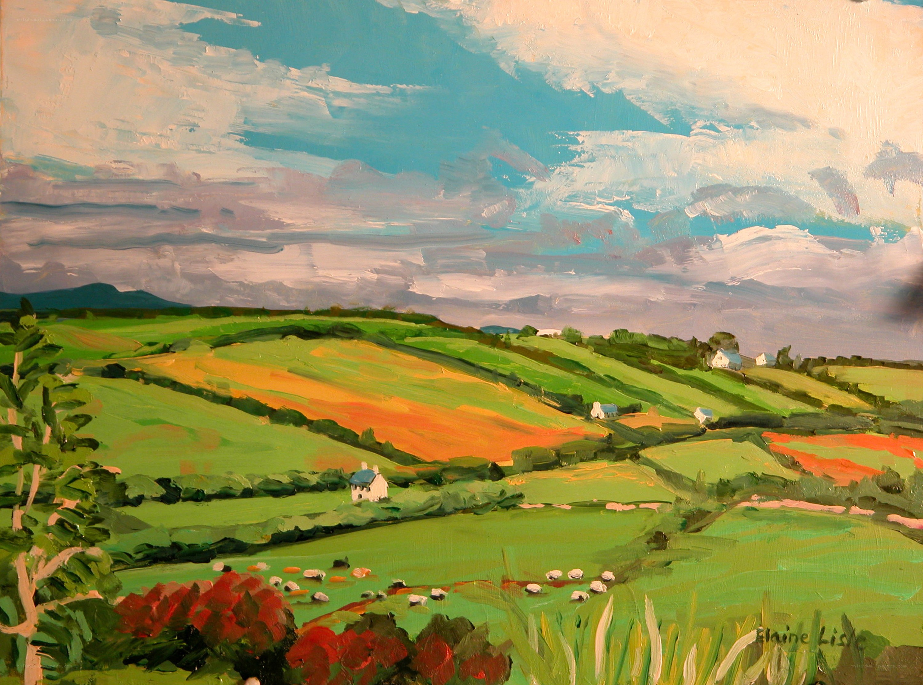 Rural landscape with rolling hills