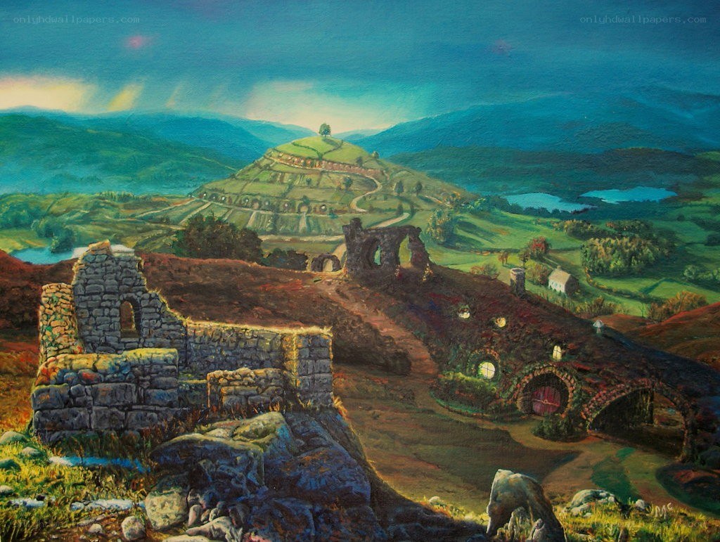 Rural landscape with ruins