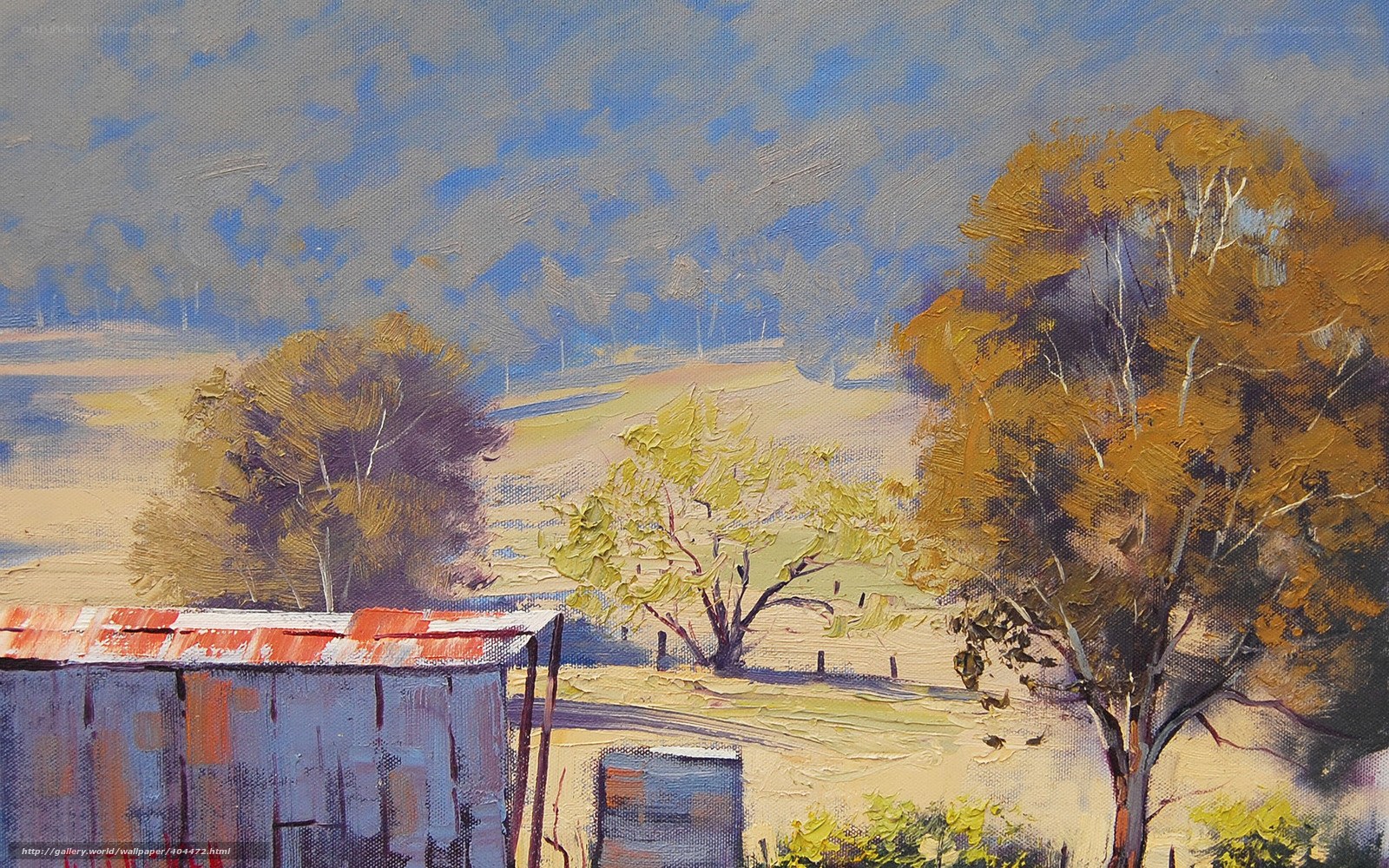 Rural landscape with shed