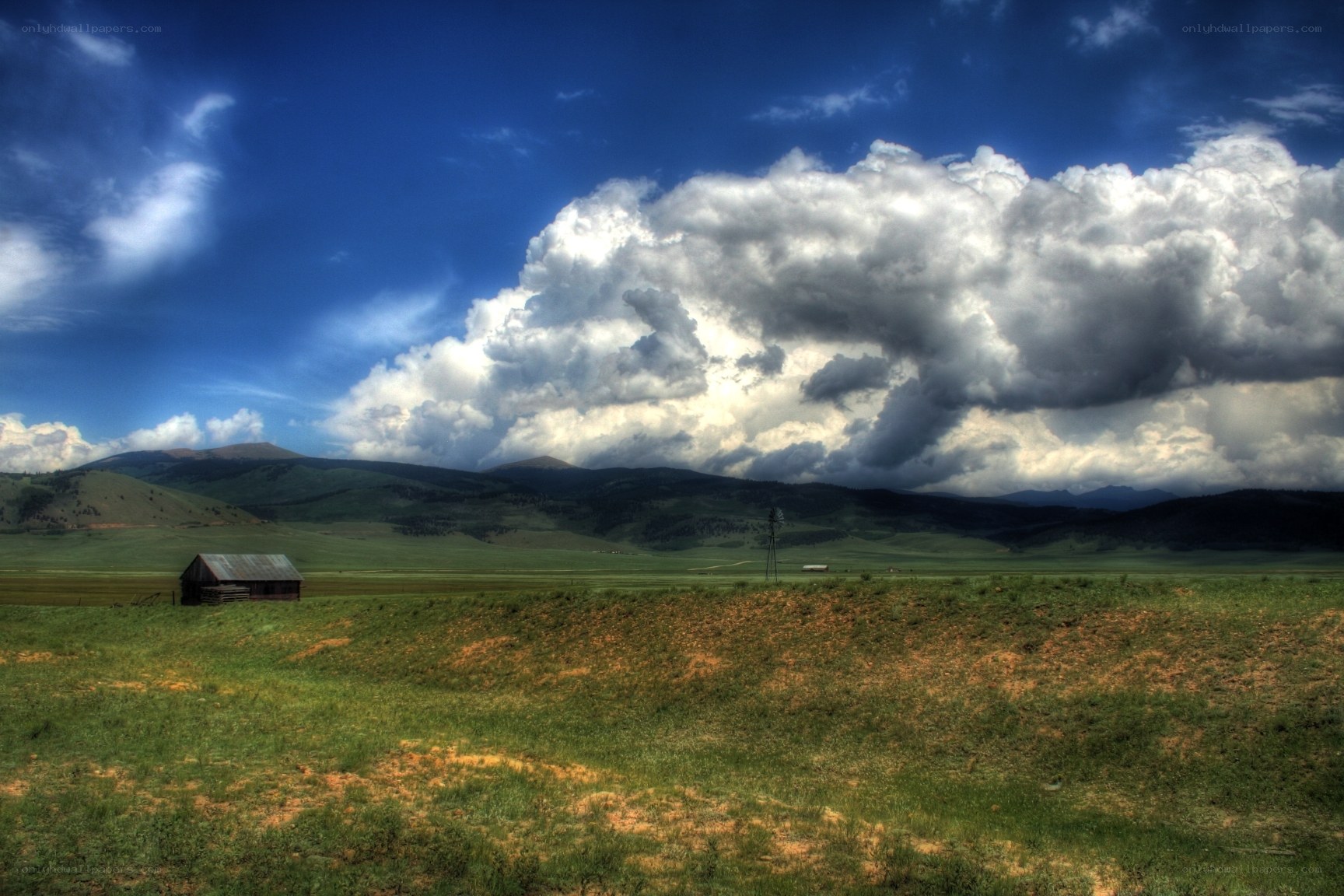 Rural landscape with storm clouds