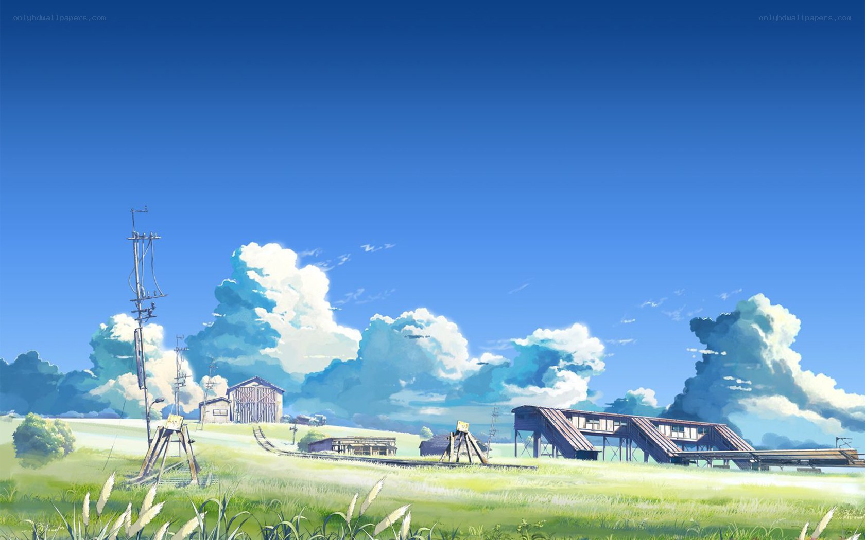 Rural landscape with train station