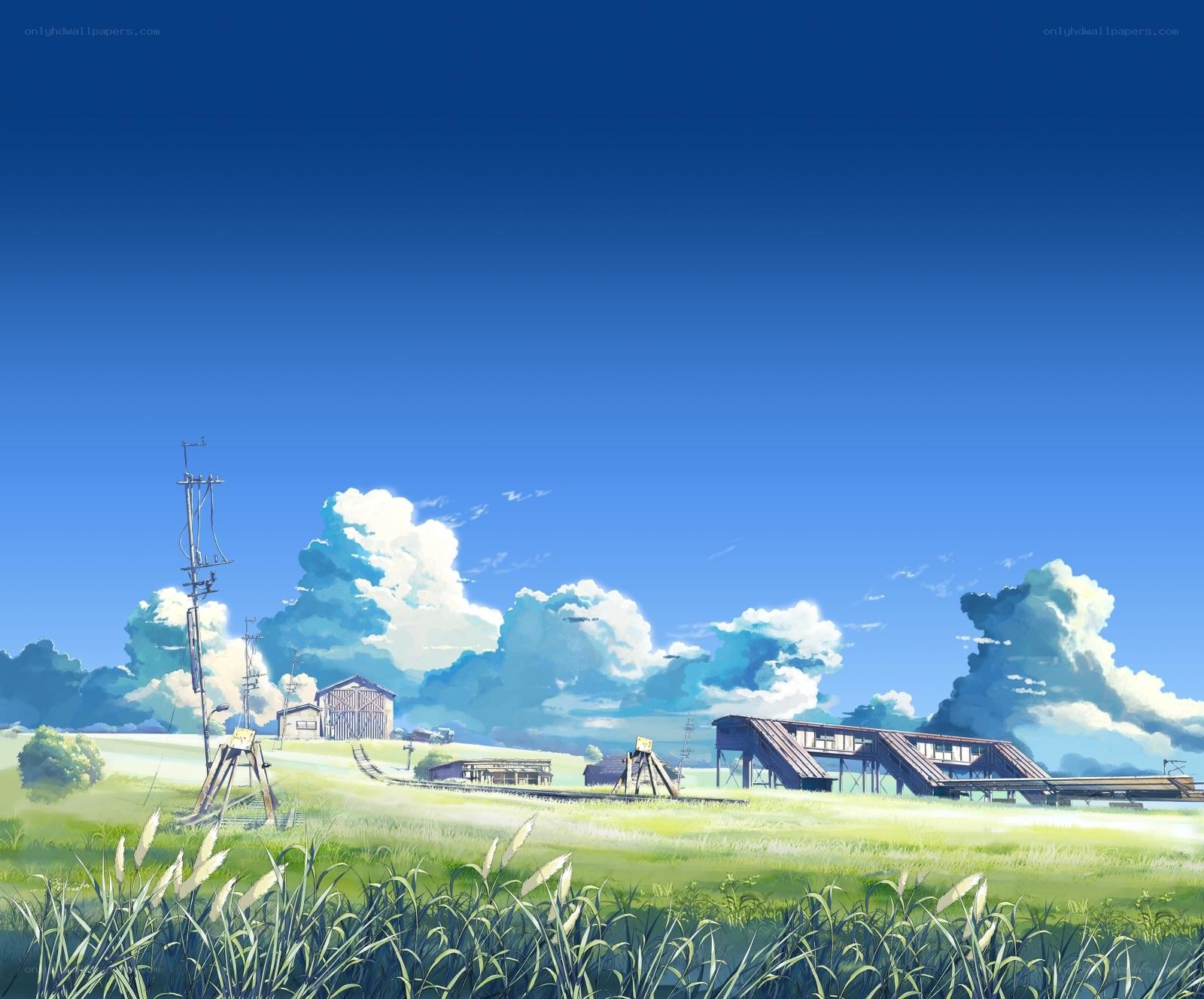 Rural landscape with train station