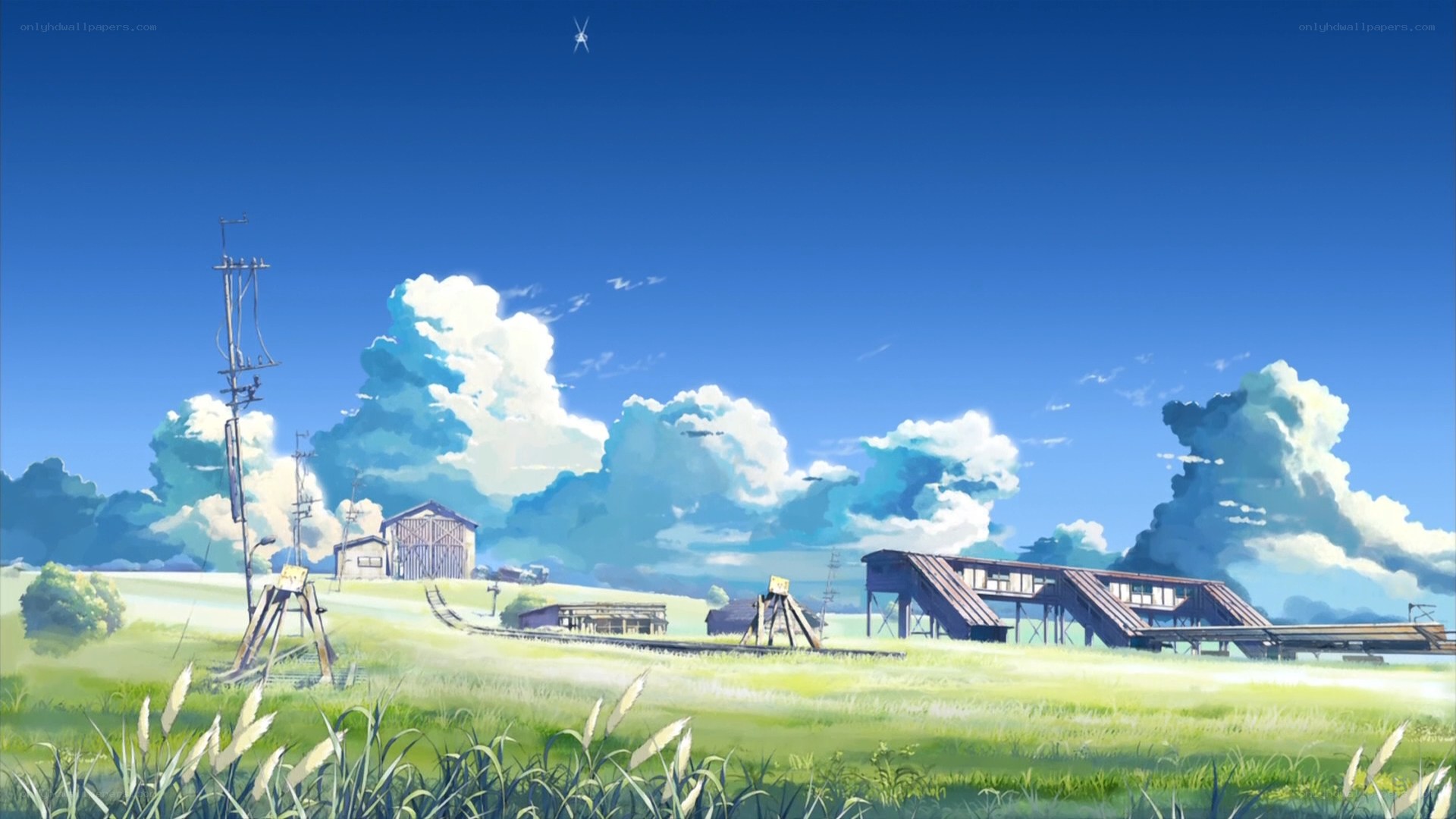 rural landscape with train station
