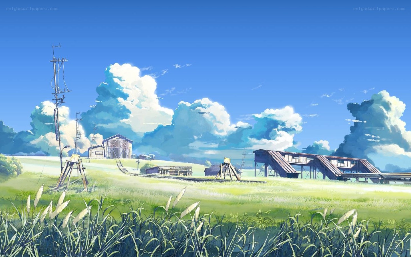 rural landscape with train station