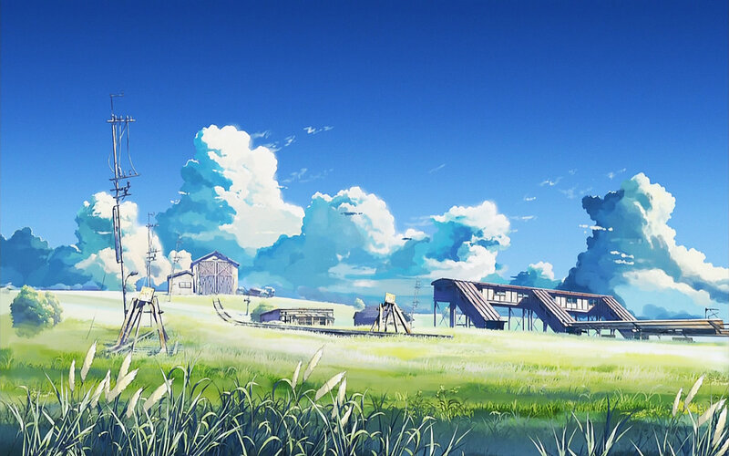 rural landscape with train station