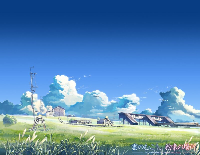 Rural Landscape with Train Tracks — Blue, Serene, Afternoon
