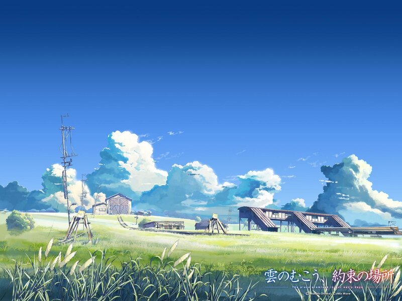 Rural Landscape with Train Tracks — Blue, Serene