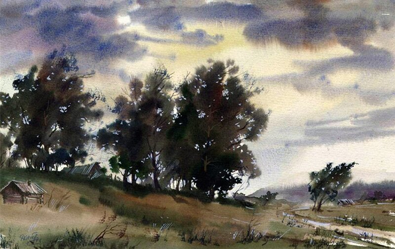 Rural Landscape with Trees — Green