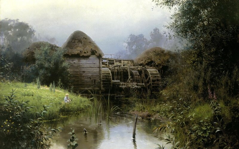 Rural mill by a stream