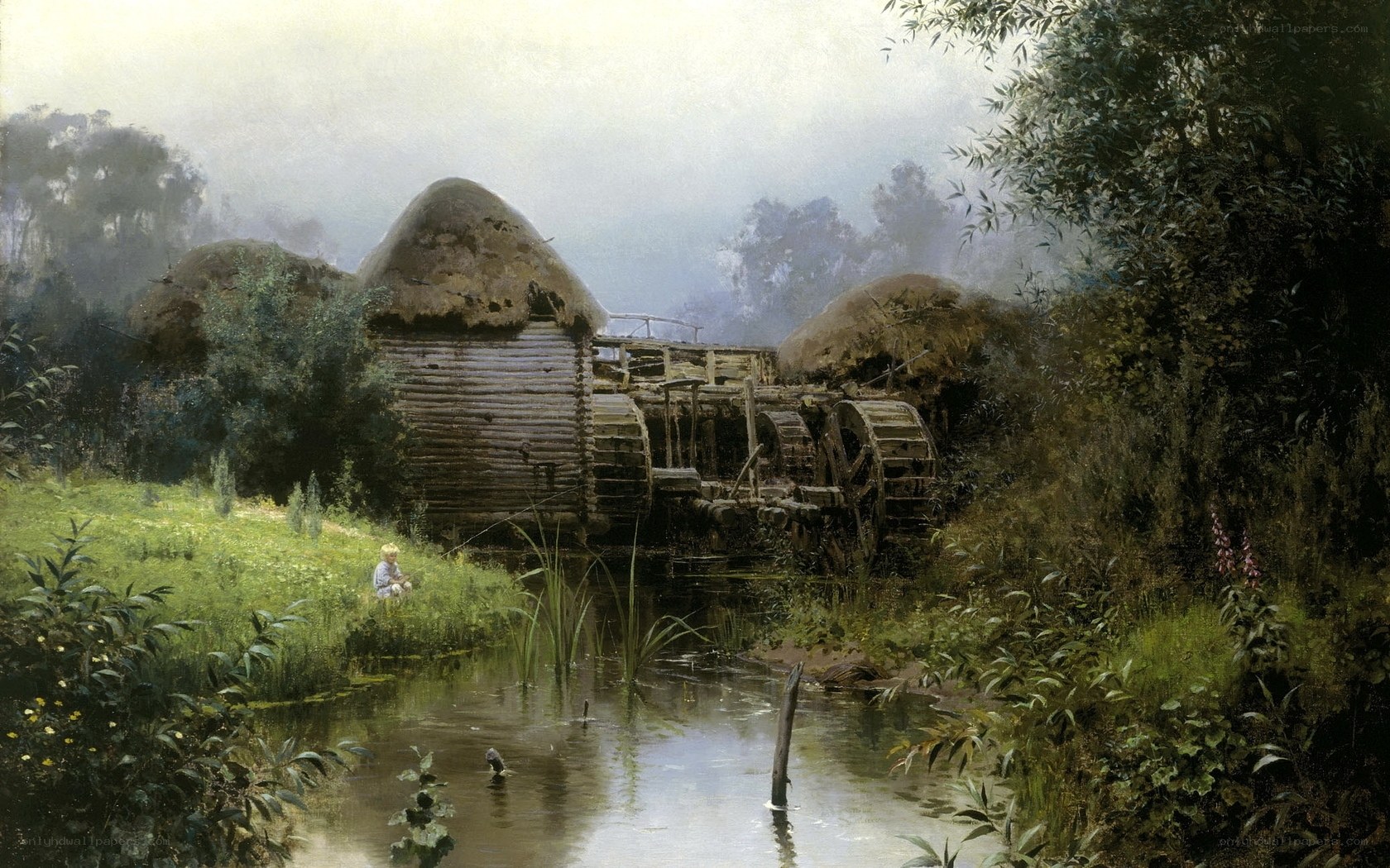 Rural mill by a stream